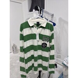 Jetsfans Green Stripes Long sleeve Polo Division Champs 2018 New‎